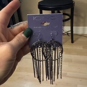 Icing Black and Silver Fringe Earrings